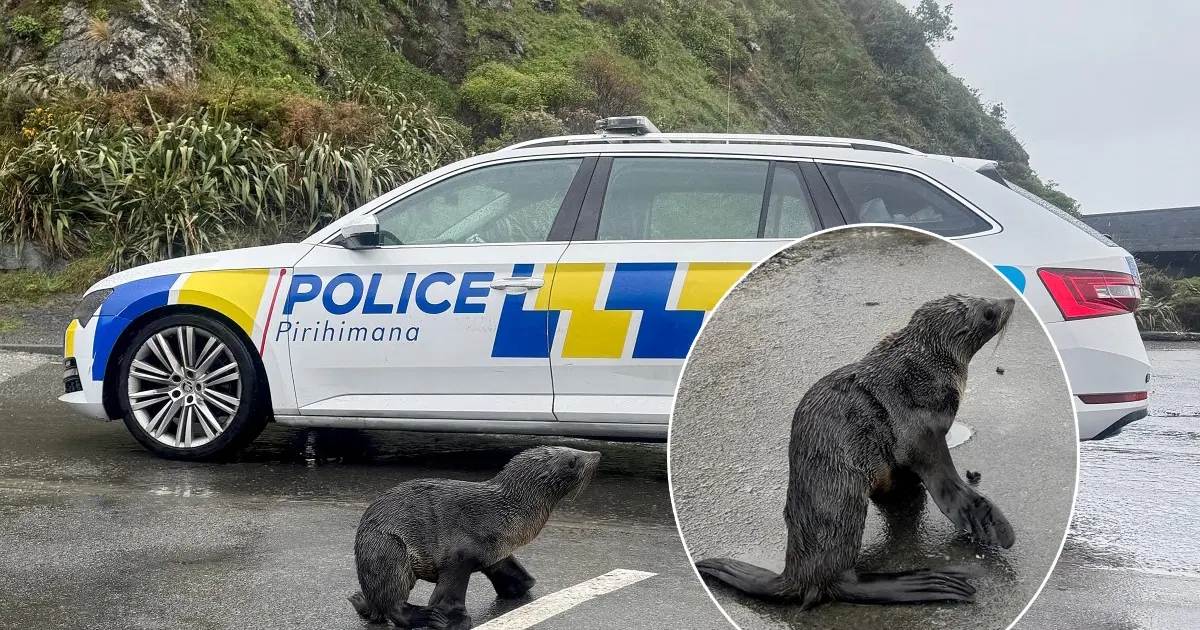 Yeni Zelanda'da şaşkın fok yavrusunu polis ekipleri kurtardı
