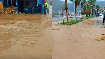 İzmir'de sağanak: Foça'da caddeler sular altında kaldı