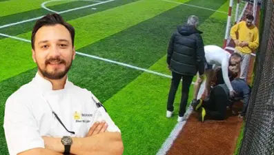 Halı sahada kalbine yenik düştü. O anlar kamerada