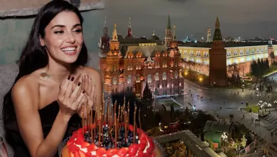 Hande Erçel'in doğum günü kutlamaları bitmiyor: Rusya'da pasta üfledi