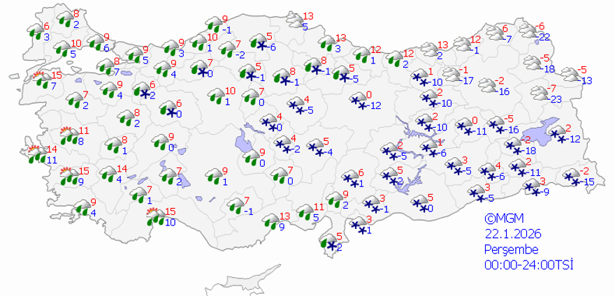 22 OCAK PERŞEMBE HAVA NASIL OLACAK? 7 22 OCAK PERŞEMBE HAVA NASIL OLACAK? 7