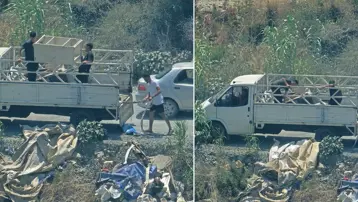 Kamyon dolusu atık malzeme döktüler. Doğa katliamı kamerada