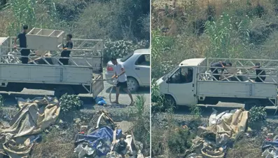 Kamyon dolusu atık malzeme döktüler. Doğa katliamı kamerada