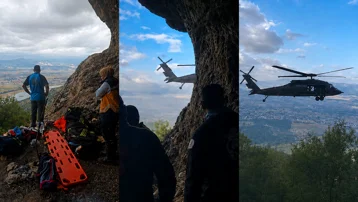 Yürüyüş için çıktığı dağda kayalıklara düştü, askeri helikopter kurtardı