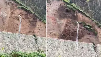 Rize'de çay bahçesindeki heyelan kamerada