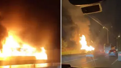 Eyüpsultan'da İETT otobüsü yandı