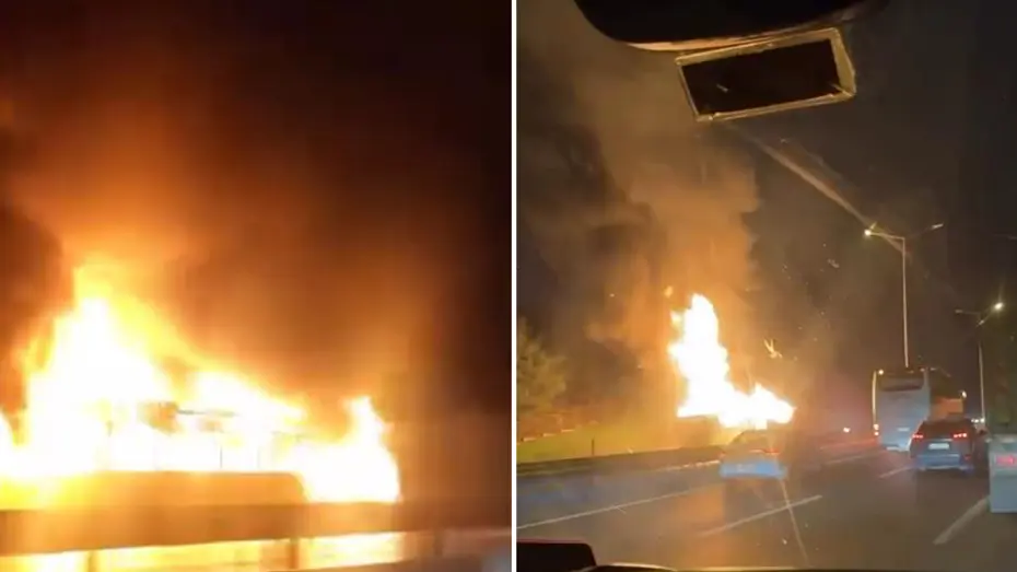 Eyüpsultan'da İETT otobüsü yandı