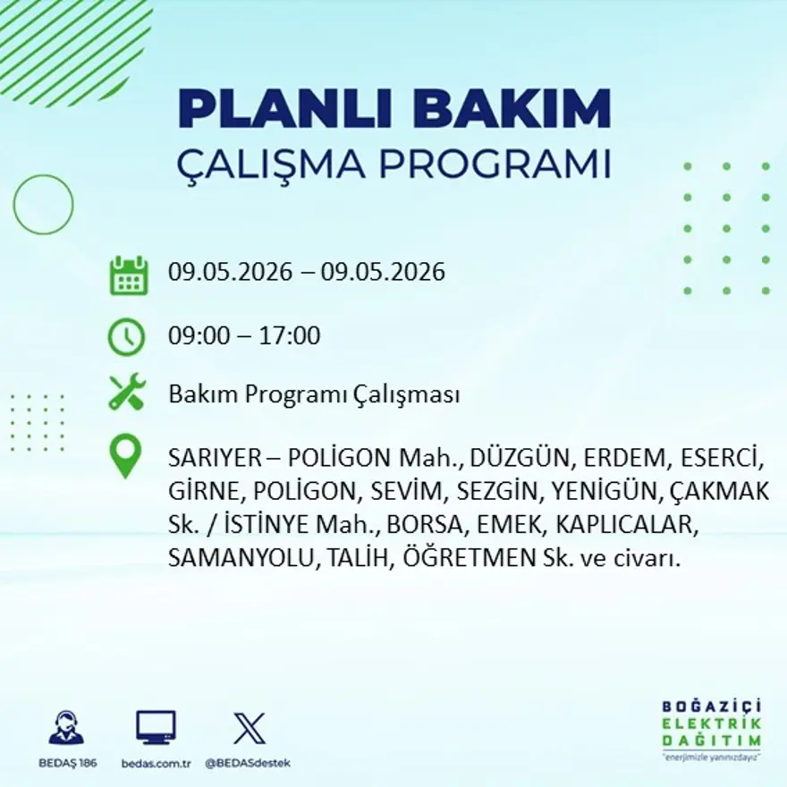 14 ilçeyi etkileyecek, 8 saat sürecek. İstanbul'un birçok bölgesinde elektrik kesintisi yaşanacak 4