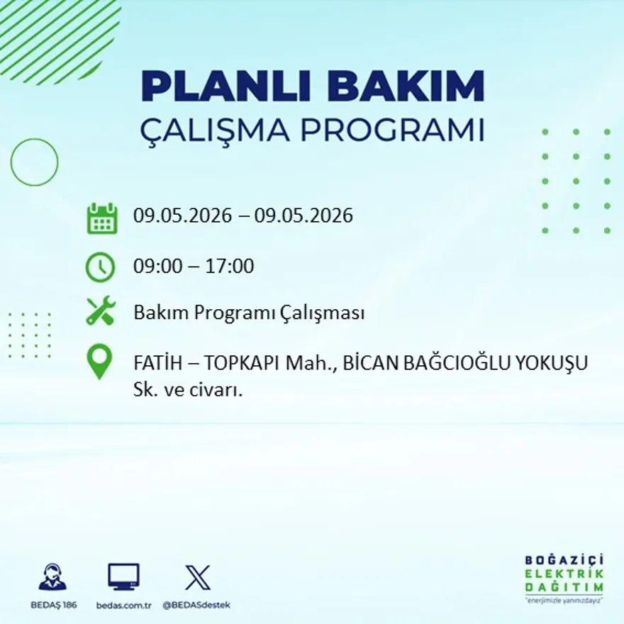 14 ilçeyi etkileyecek, 8 saat sürecek. İstanbul'un birçok bölgesinde elektrik kesintisi yaşanacak 18