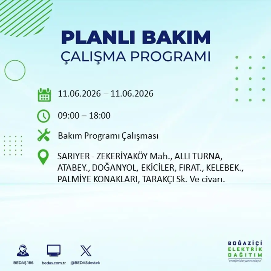 İstanbul’un 19 ilçesinde 9 saat sürecek elektrik kesintisi 28