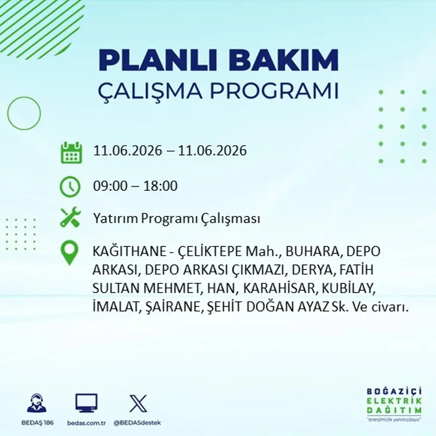 İstanbul’un 19 ilçesinde 9 saat sürecek elektrik kesintisi 17