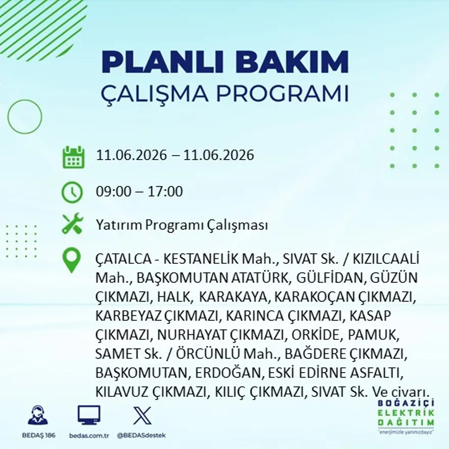 İstanbul’un 19 ilçesinde 9 saat sürecek elektrik kesintisi 2
