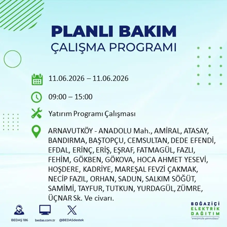 İstanbul’un 19 ilçesinde 9 saat sürecek elektrik kesintisi 4