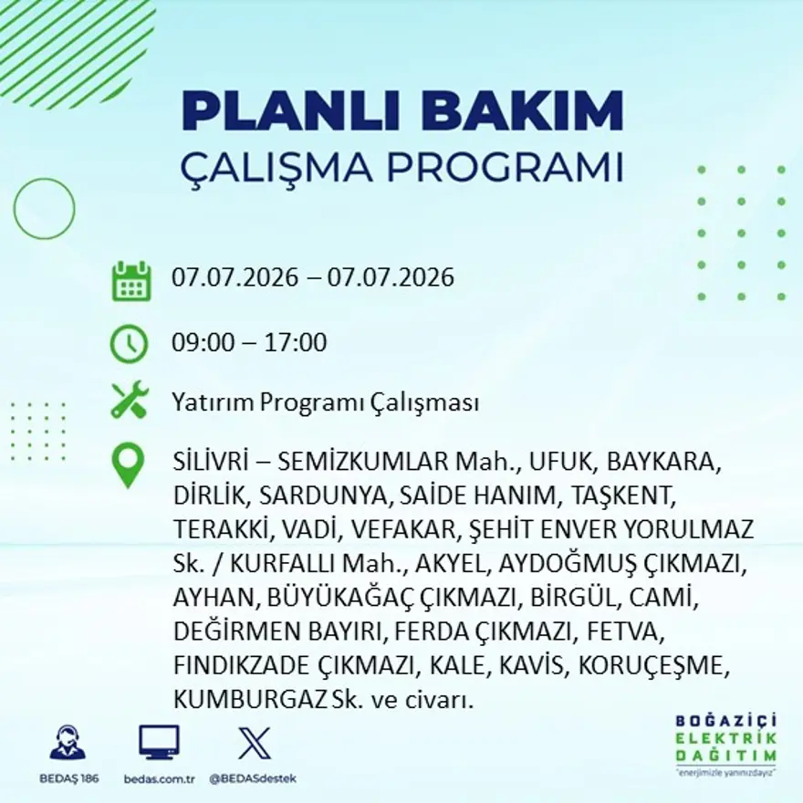 Bugün başlıyor, 9 saat sürecek. İstanbul'un 22 ilçesinde elektrik kesintisi 5