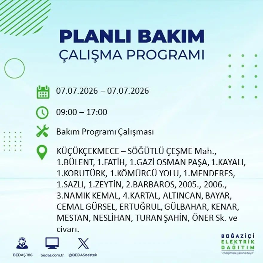 Bugün başlıyor, 9 saat sürecek. İstanbul'un 22 ilçesinde elektrik kesintisi 11