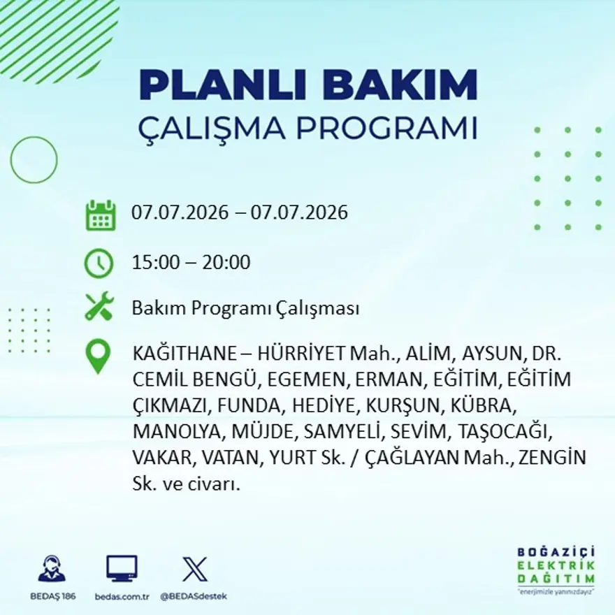 Bugün başlıyor, 9 saat sürecek. İstanbul'un 22 ilçesinde elektrik kesintisi 25