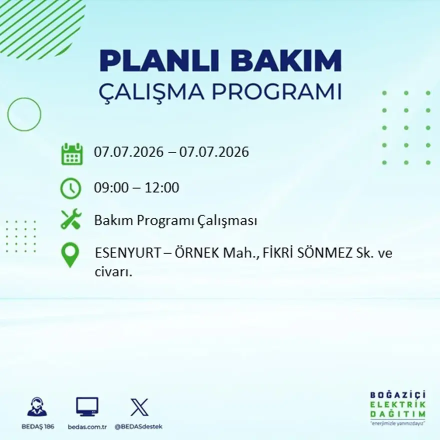 Bugün başlıyor, 9 saat sürecek. İstanbul'un 22 ilçesinde elektrik kesintisi 52