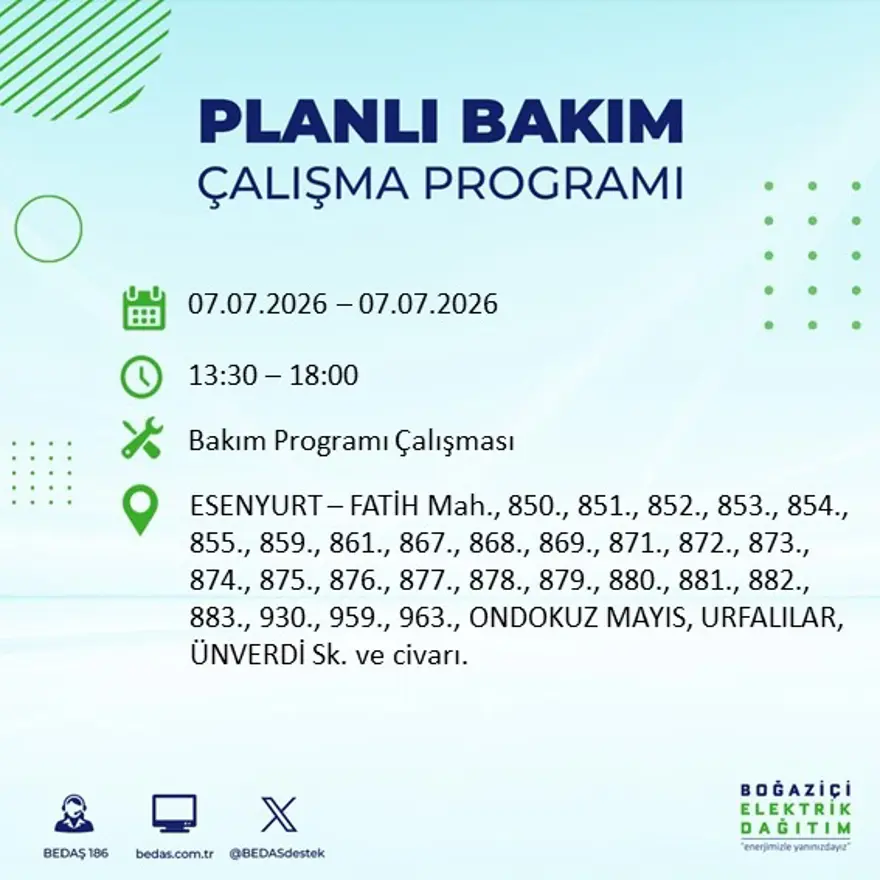 Bugün başlıyor, 9 saat sürecek. İstanbul'un 22 ilçesinde elektrik kesintisi 29