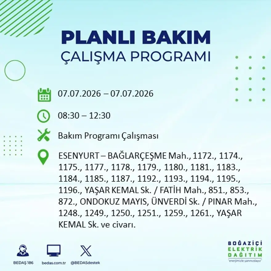 Bugün başlıyor, 9 saat sürecek. İstanbul'un 22 ilçesinde elektrik kesintisi 19