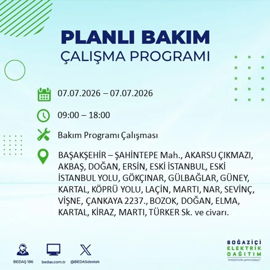 Bugün başlıyor, 9 saat sürecek. İstanbul'un 22 ilçesinde elektrik kesintisi 20