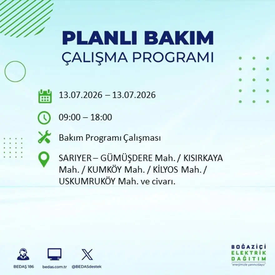 İstanbul’un birçok ilçesinde elektrik kesintisi. 20 ilçede 9 saat sürecek, bu gece başlıyor 26 İstanbul’un birçok ilçesinde elektrik kesintisi. 20 ilçede 9 saat sürecek, bu gece başlıyor 26