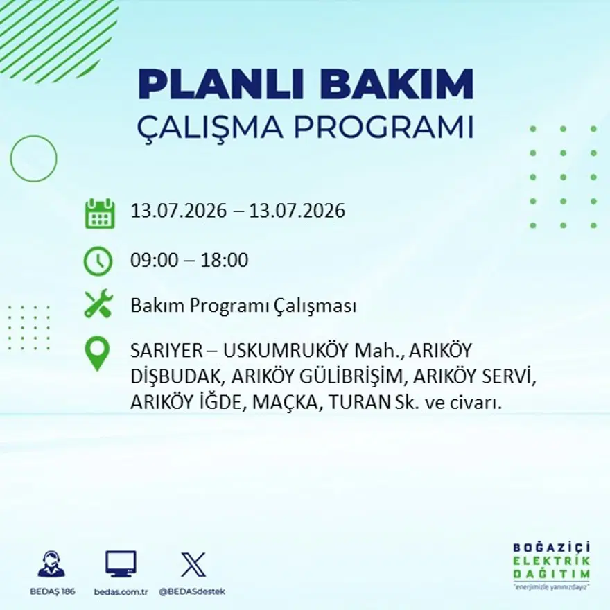İstanbul’un birçok ilçesinde elektrik kesintisi. 20 ilçede 9 saat sürecek, bu gece başlıyor 21 İstanbul’un birçok ilçesinde elektrik kesintisi. 20 ilçede 9 saat sürecek, bu gece başlıyor 21