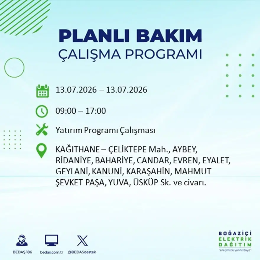 İstanbul’un birçok ilçesinde elektrik kesintisi. 20 ilçede 9 saat sürecek, bu gece başlıyor 16 İstanbul’un birçok ilçesinde elektrik kesintisi. 20 ilçede 9 saat sürecek, bu gece başlıyor 16