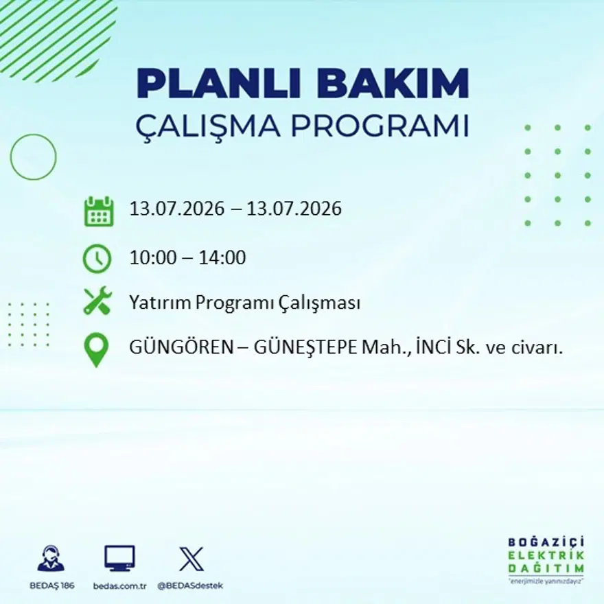 İstanbul’un birçok ilçesinde elektrik kesintisi. 20 ilçede 9 saat sürecek, bu gece başlıyor 40 İstanbul’un birçok ilçesinde elektrik kesintisi. 20 ilçede 9 saat sürecek, bu gece başlıyor 40