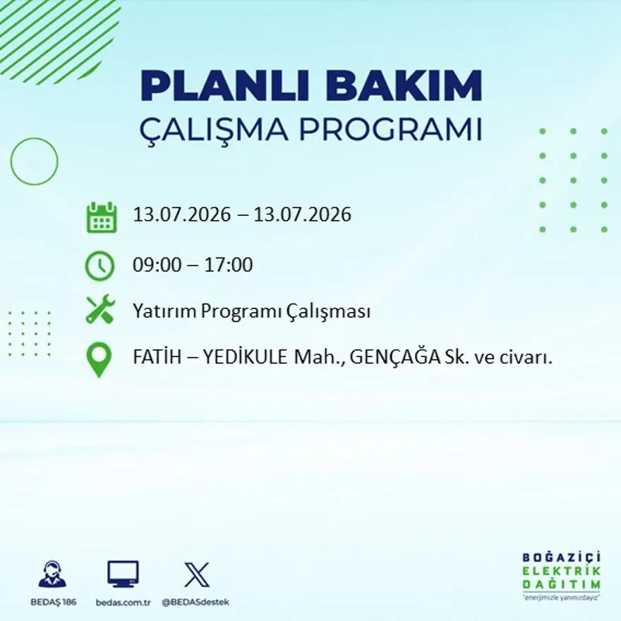 İstanbul’un birçok ilçesinde elektrik kesintisi. 20 ilçede 9 saat sürecek, bu gece başlıyor 44 İstanbul’un birçok ilçesinde elektrik kesintisi. 20 ilçede 9 saat sürecek, bu gece başlıyor 44