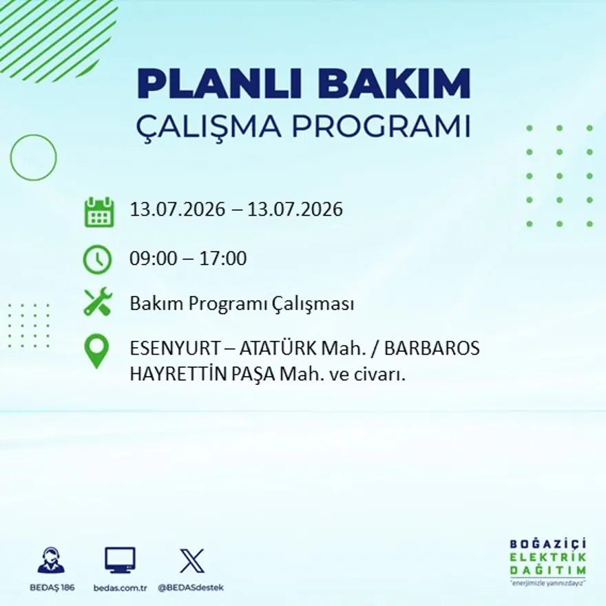 İstanbul’un birçok ilçesinde elektrik kesintisi. 20 ilçede 9 saat sürecek, bu gece başlıyor 29 İstanbul’un birçok ilçesinde elektrik kesintisi. 20 ilçede 9 saat sürecek, bu gece başlıyor 29