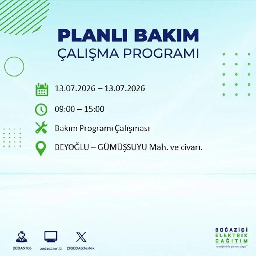 İstanbul’un birçok ilçesinde elektrik kesintisi. 20 ilçede 9 saat sürecek, bu gece başlıyor 51 İstanbul’un birçok ilçesinde elektrik kesintisi. 20 ilçede 9 saat sürecek, bu gece başlıyor 51