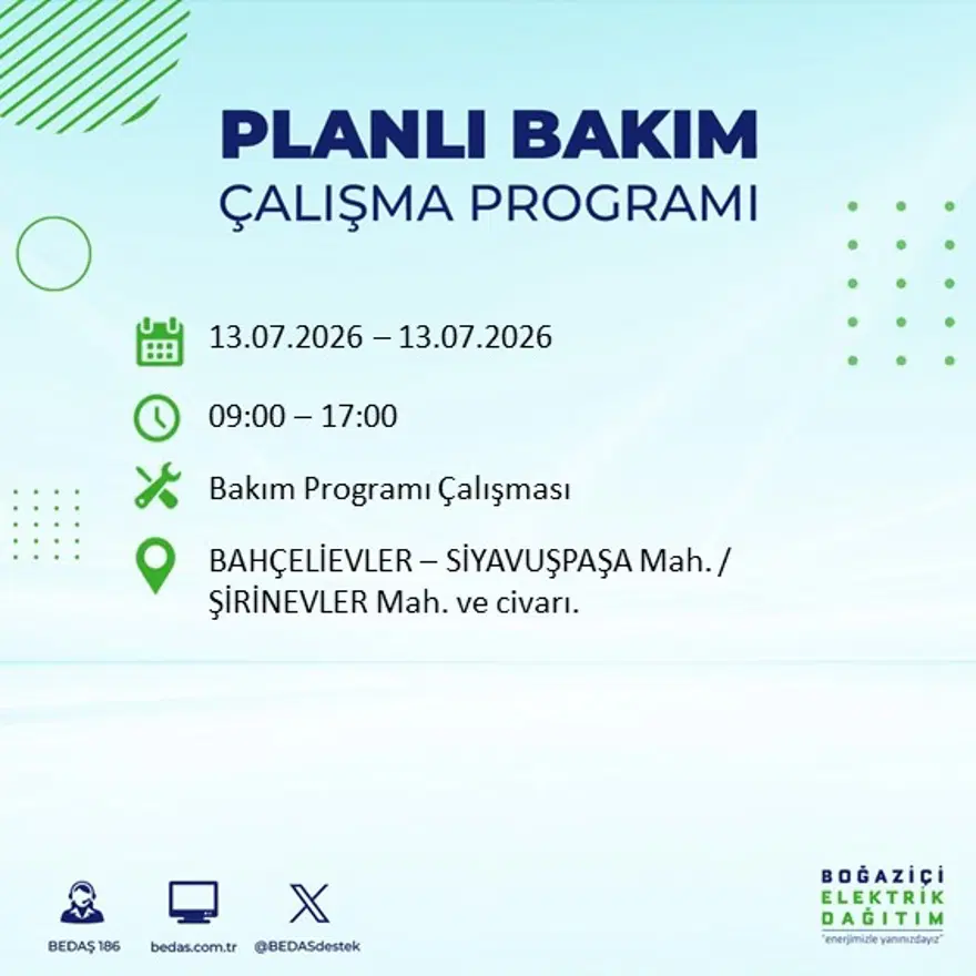 İstanbul’un birçok ilçesinde elektrik kesintisi. 20 ilçede 9 saat sürecek, bu gece başlıyor 31 İstanbul’un birçok ilçesinde elektrik kesintisi. 20 ilçede 9 saat sürecek, bu gece başlıyor 31