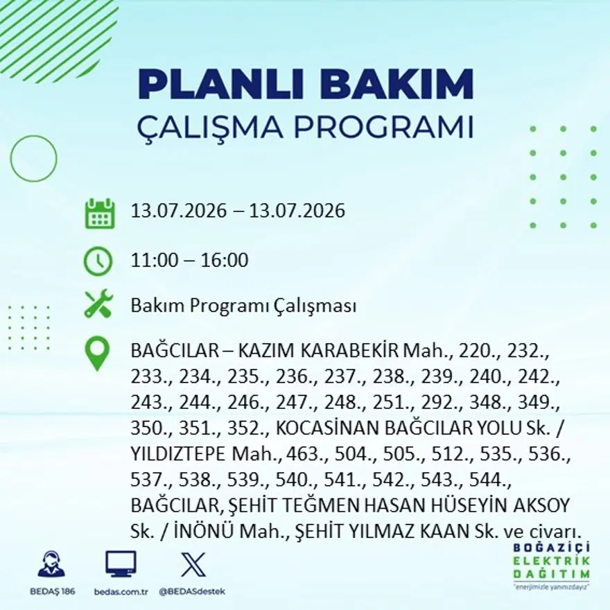İstanbul’un birçok ilçesinde elektrik kesintisi. 20 ilçede 9 saat sürecek, bu gece başlıyor 3 İstanbul’un birçok ilçesinde elektrik kesintisi. 20 ilçede 9 saat sürecek, bu gece başlıyor 3