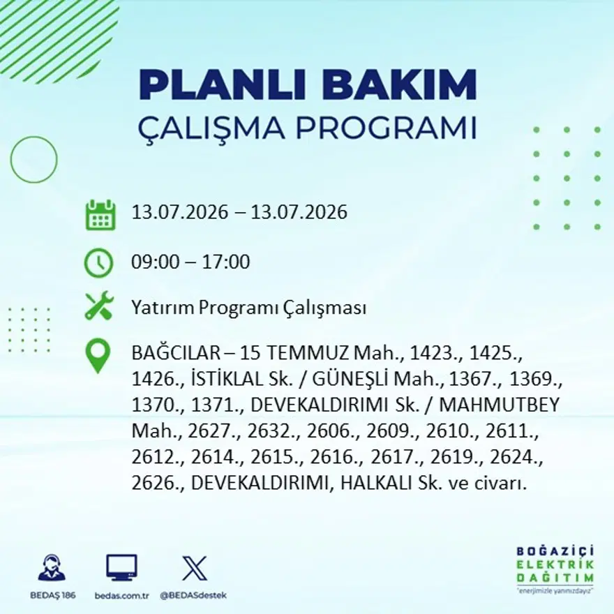 İstanbul’un birçok ilçesinde elektrik kesintisi. 20 ilçede 9 saat sürecek, bu gece başlıyor 8 İstanbul’un birçok ilçesinde elektrik kesintisi. 20 ilçede 9 saat sürecek, bu gece başlıyor 8