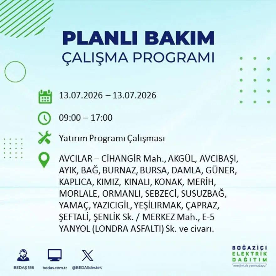 İstanbul’un birçok ilçesinde elektrik kesintisi. 20 ilçede 9 saat sürecek, bu gece başlıyor 6 İstanbul’un birçok ilçesinde elektrik kesintisi. 20 ilçede 9 saat sürecek, bu gece başlıyor 6