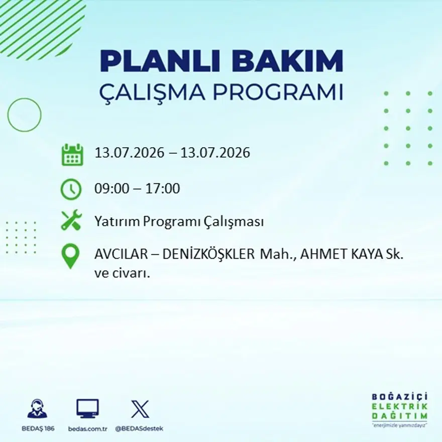 İstanbul’un birçok ilçesinde elektrik kesintisi. 20 ilçede 9 saat sürecek, bu gece başlıyor 35 İstanbul’un birçok ilçesinde elektrik kesintisi. 20 ilçede 9 saat sürecek, bu gece başlıyor 35
