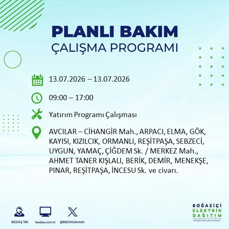 İstanbul’un birçok ilçesinde elektrik kesintisi. 20 ilçede 9 saat sürecek, bu gece başlıyor 10 İstanbul’un birçok ilçesinde elektrik kesintisi. 20 ilçede 9 saat sürecek, bu gece başlıyor 10