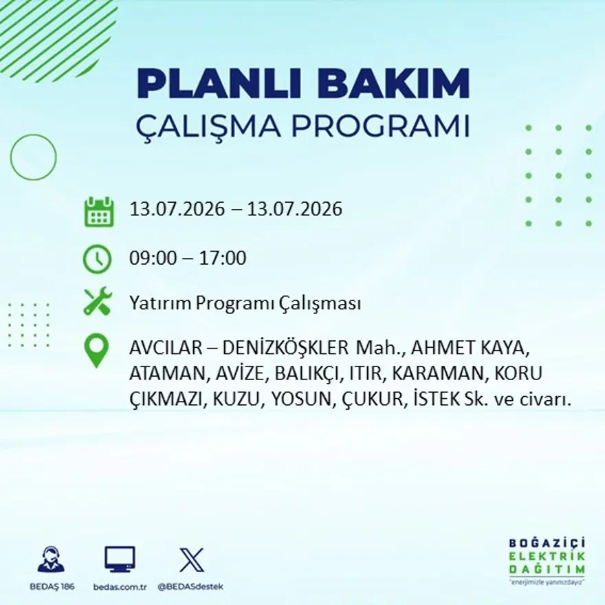 İstanbul’un birçok ilçesinde elektrik kesintisi. 20 ilçede 9 saat sürecek, bu gece başlıyor 18 İstanbul’un birçok ilçesinde elektrik kesintisi. 20 ilçede 9 saat sürecek, bu gece başlıyor 18