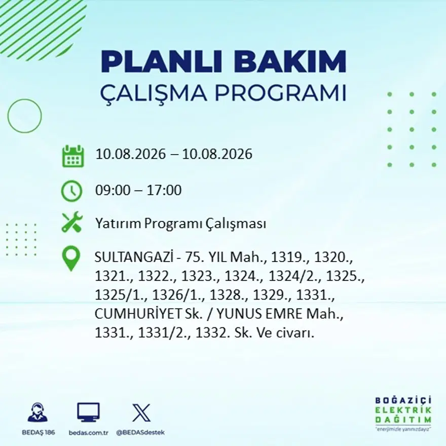 İstanbul'un 22 ilçesinde 9 saat elektrik kesintisi yaşanacak. 10 Ağustos BEDAŞ elektrik kesintisi programı 21 İstanbul'un 22 ilçesinde 9 saat elektrik kesintisi yaşanacak. 10 Ağustos BEDAŞ elektrik kesintisi programı 21