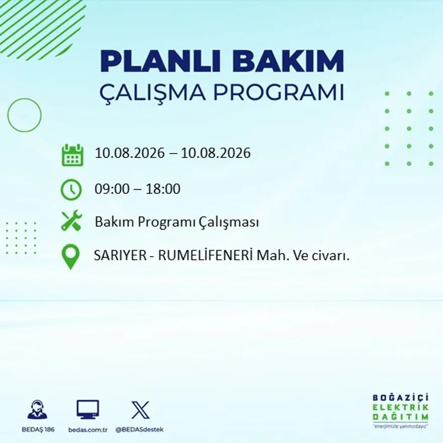 İstanbul'un 22 ilçesinde 9 saat elektrik kesintisi yaşanacak. 10 Ağustos BEDAŞ elektrik kesintisi programı 74 İstanbul'un 22 ilçesinde 9 saat elektrik kesintisi yaşanacak. 10 Ağustos BEDAŞ elektrik kesintisi programı 74