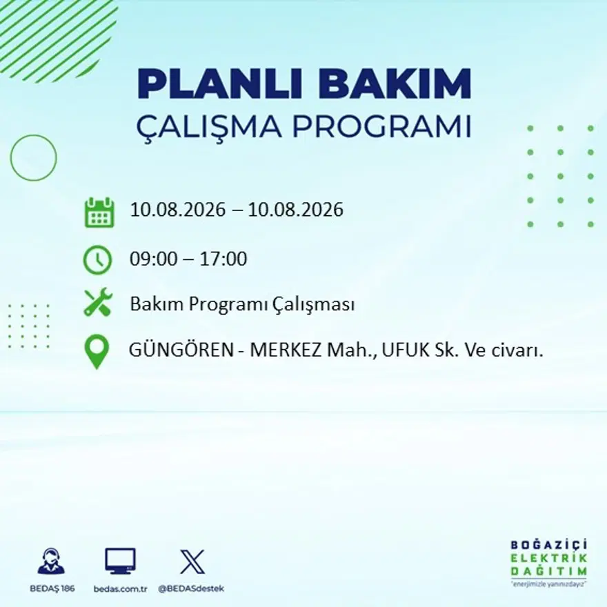 İstanbul'un 22 ilçesinde 9 saat elektrik kesintisi yaşanacak. 10 Ağustos BEDAŞ elektrik kesintisi programı 72 İstanbul'un 22 ilçesinde 9 saat elektrik kesintisi yaşanacak. 10 Ağustos BEDAŞ elektrik kesintisi programı 72