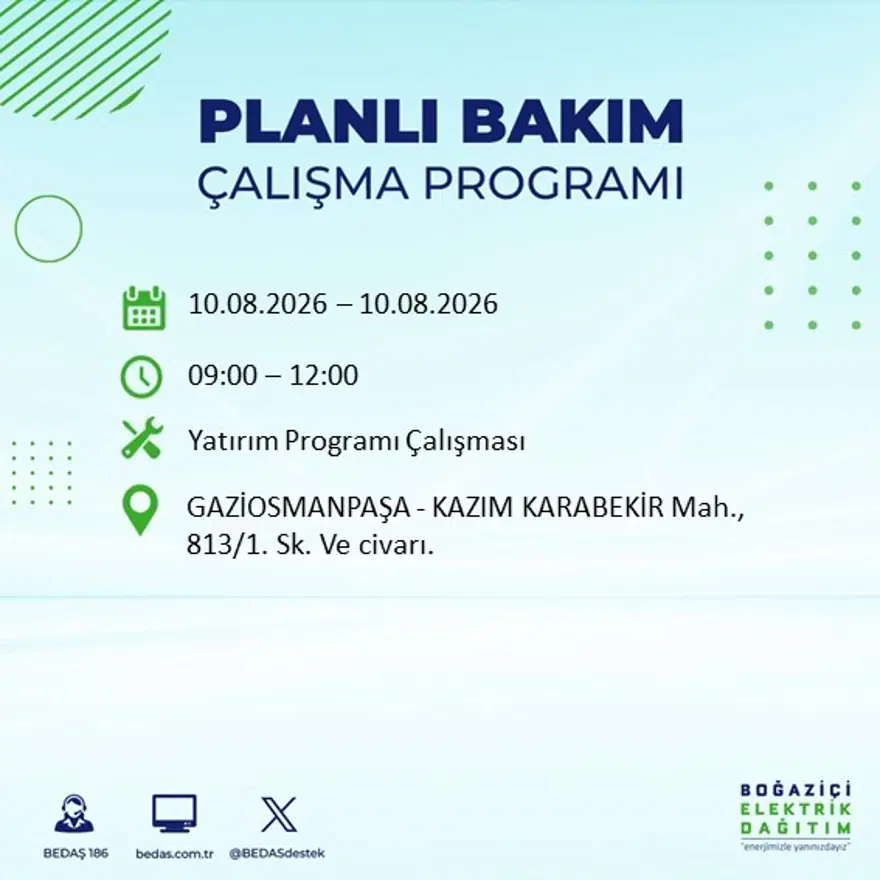 İstanbul'un 22 ilçesinde 9 saat elektrik kesintisi yaşanacak. 10 Ağustos BEDAŞ elektrik kesintisi programı 55 İstanbul'un 22 ilçesinde 9 saat elektrik kesintisi yaşanacak. 10 Ağustos BEDAŞ elektrik kesintisi programı 55