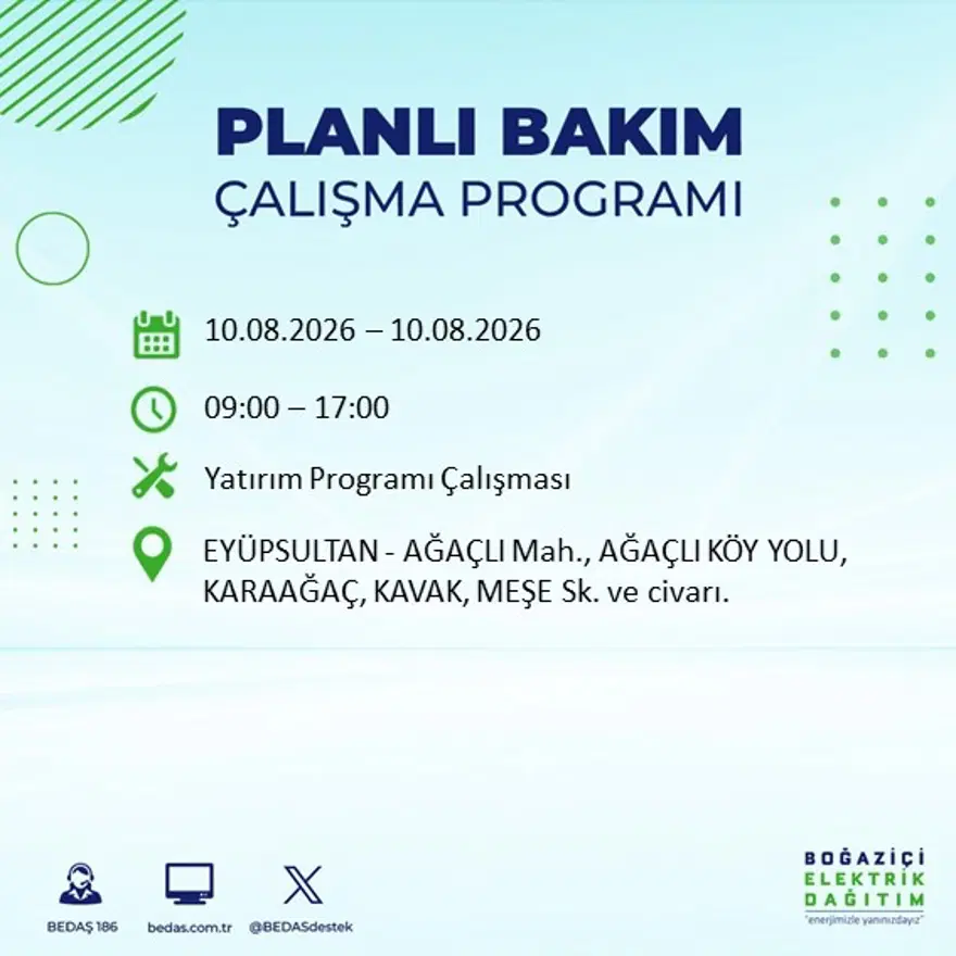 İstanbul'un 22 ilçesinde 9 saat elektrik kesintisi yaşanacak. 10 Ağustos BEDAŞ elektrik kesintisi programı 47 İstanbul'un 22 ilçesinde 9 saat elektrik kesintisi yaşanacak. 10 Ağustos BEDAŞ elektrik kesintisi programı 47