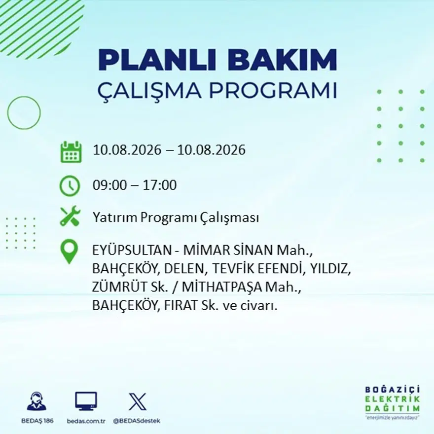 İstanbul'un 22 ilçesinde 9 saat elektrik kesintisi yaşanacak. 10 Ağustos BEDAŞ elektrik kesintisi programı 32 İstanbul'un 22 ilçesinde 9 saat elektrik kesintisi yaşanacak. 10 Ağustos BEDAŞ elektrik kesintisi programı 32
