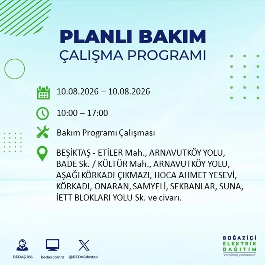 İstanbul'un 22 ilçesinde 9 saat elektrik kesintisi yaşanacak. 10 Ağustos BEDAŞ elektrik kesintisi programı 14 İstanbul'un 22 ilçesinde 9 saat elektrik kesintisi yaşanacak. 10 Ağustos BEDAŞ elektrik kesintisi programı 14