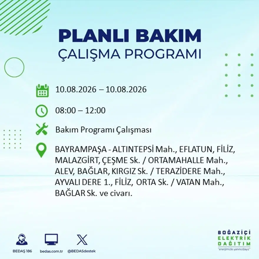 İstanbul'un 22 ilçesinde 9 saat elektrik kesintisi yaşanacak. 10 Ağustos BEDAŞ elektrik kesintisi programı 18 İstanbul'un 22 ilçesinde 9 saat elektrik kesintisi yaşanacak. 10 Ağustos BEDAŞ elektrik kesintisi programı 18