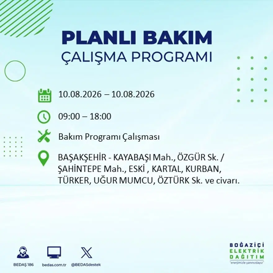 İstanbul'un 22 ilçesinde 9 saat elektrik kesintisi yaşanacak. 10 Ağustos BEDAŞ elektrik kesintisi programı 37 İstanbul'un 22 ilçesinde 9 saat elektrik kesintisi yaşanacak. 10 Ağustos BEDAŞ elektrik kesintisi programı 37