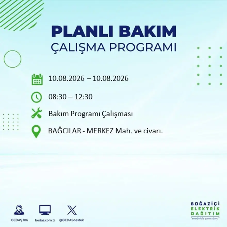 İstanbul'un 22 ilçesinde 9 saat elektrik kesintisi yaşanacak. 10 Ağustos BEDAŞ elektrik kesintisi programı 75 İstanbul'un 22 ilçesinde 9 saat elektrik kesintisi yaşanacak. 10 Ağustos BEDAŞ elektrik kesintisi programı 75
