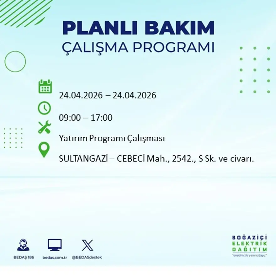 İstanbul'un birçok ilçesinde elektrik kesintisi yaşanacak. Tam 18 ilçe elektriksiz kalacak, 9 saat sürecek 34