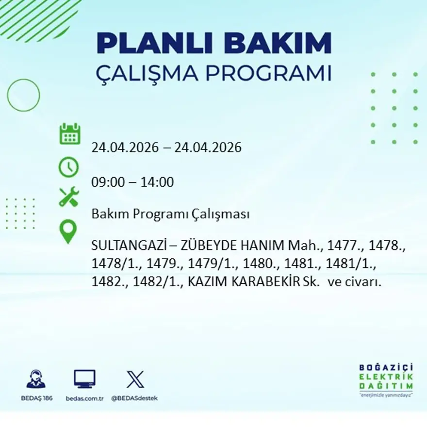 İstanbul'un birçok ilçesinde elektrik kesintisi yaşanacak. Tam 18 ilçe elektriksiz kalacak, 9 saat sürecek 18